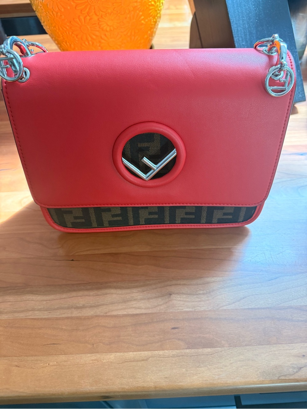 Red and Black Logo Shoulder Bag